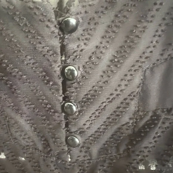 NY Collection Black Sheer Blouse with Relaxed Fit and Embellished Design - Picture 2 of 4